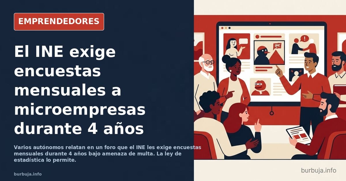 Carta del INE con requerimiento de encuesta obligatoria para empresas y autónomos, con sello oficial y plazo de cuatro años
