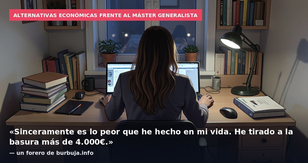 Alternativas económicas frente al máster generalista: «Sinceramente es lo peor que he hecho en mi vida. He tirado a la basura más de 4.000€.» — un forero de burbuja.info