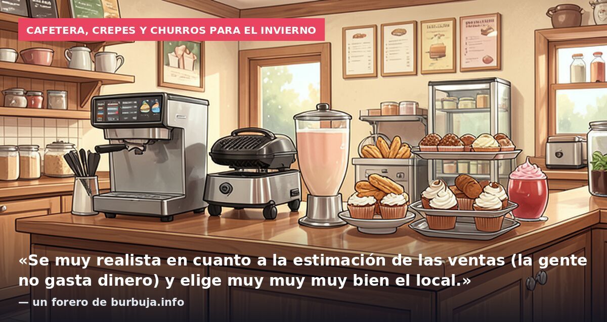 Cafetera, crepes y churros para el invierno: «Se muy realista en cuanto a la estimación de las ventas (la gente no gasta dinero) y elige muy muy muy bien el local.» — un forero de burbuja.info