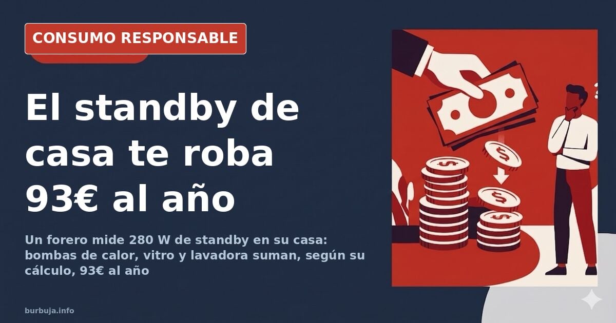 Medidor de consumo eléctrico enchufado a una regleta con varios aparatos en standby para medir el gasto fantasma de la luz