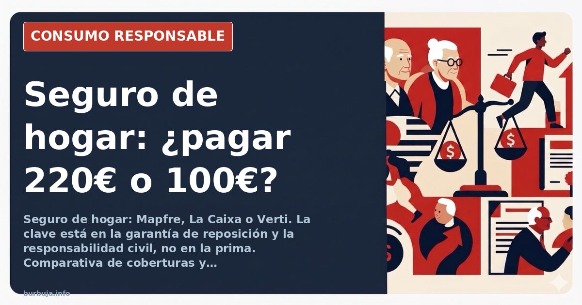 Comparativa de seguros de hogar con pólizas de Mapfre, La Caixa y Verti sobre una mesa