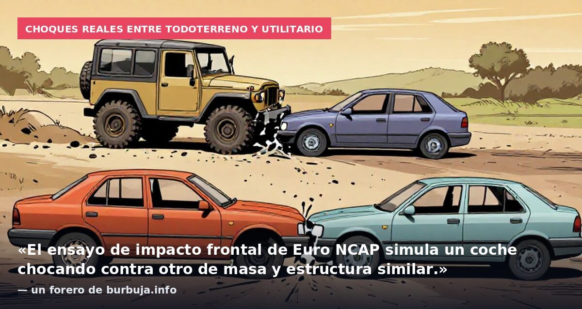 Choques reales entre todoterreno y utilitario: «El ensayo de impacto frontal de Euro NCAP simula un coche chocando contra otro de masa y estructura similar.» — un forero de burbuja.info