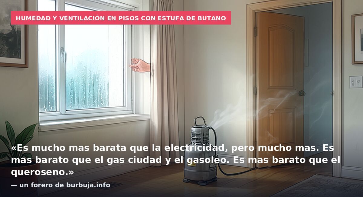Humedad y ventilación en pisos con estufa de butano: «Es mucho mas barata que la electricidad, pero mucho mas. Es mas barato que el gas ciudad y el gasoleo. Es mas barato que el queroseno.» — un forero de burbuja.info