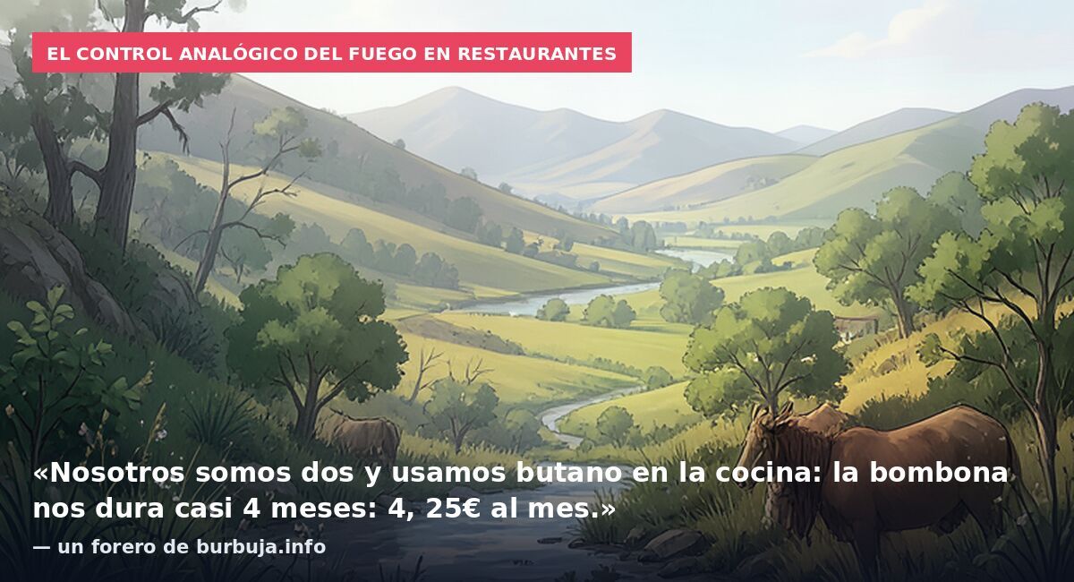 El control analógico del fuego en restaurantes: «Nosotros somos dos y usamos butano en la cocina: la bombona nos dura casi 4 meses: 4, 25€ al mes.» — un forero de burbuja.info