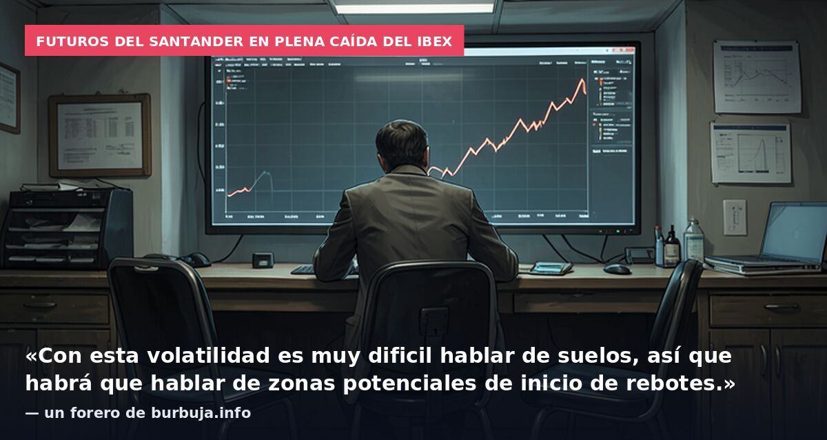 Futuros del Santander en plena caída del IBEX: «Con esta volatilidad es muy dificil hablar de suelos, así que habrá que hablar de zonas potenciales de inicio de rebotes.» — un forero de burbuja.info