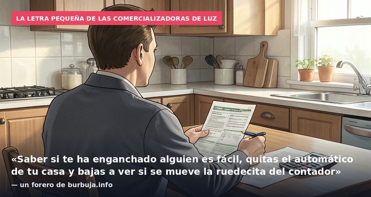 La letra pequeña de las comercializadoras de luz: «Saber si te ha enganchado alguien es fácil, quitas el automático de tu casa y bajas a ver si se mueve la ruedecita del contador» — un forero de burbuja.info