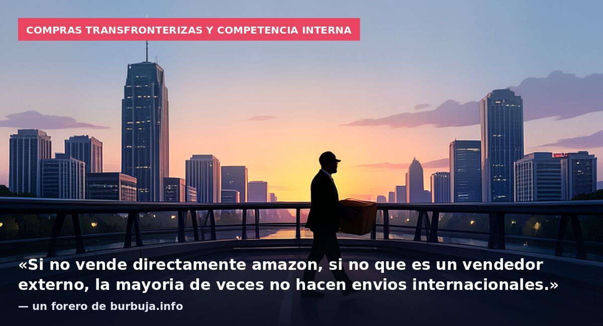 Compras transfronterizas y competencia interna: «Si no vende directamente amazon, si no que es un vendedor externo, la mayoria de veces no hacen envios internacionales.» — un forero de burbuja.info