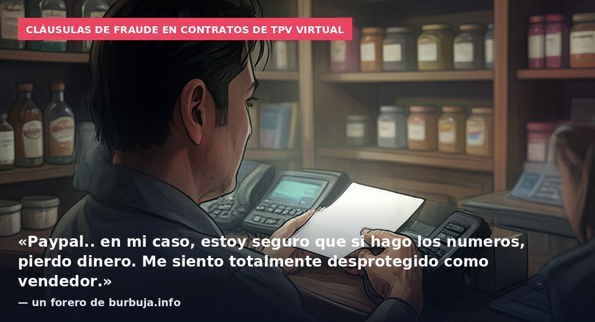 Cláusulas de fraude en contratos de TPV virtual: «Paypal.. en mi caso, estoy seguro que si hago los numeros, pierdo dinero. Me siento totalmente desprotegido como vendedor.» — un forero de burbuja.info