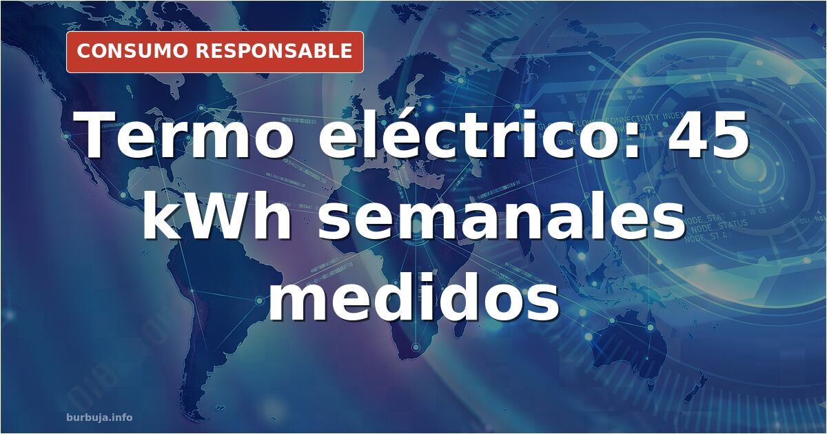 Termo eléctrico de 80 litros instalado en un lavadero, con medidor de consumo eléctrico enchufado para controlar el gasto