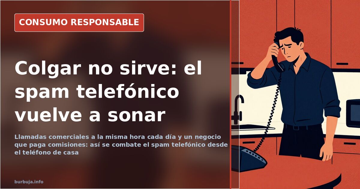 Teléfono fijo de casa sonando con una llamada comercial de una operadora de telefonía