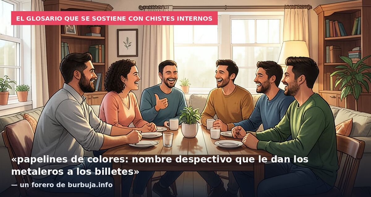 El glosario que se sostiene con chistes internos: «papelines de colores: nombre despectivo que le dan los metaleros a los billetes» — un forero de burbuja.info