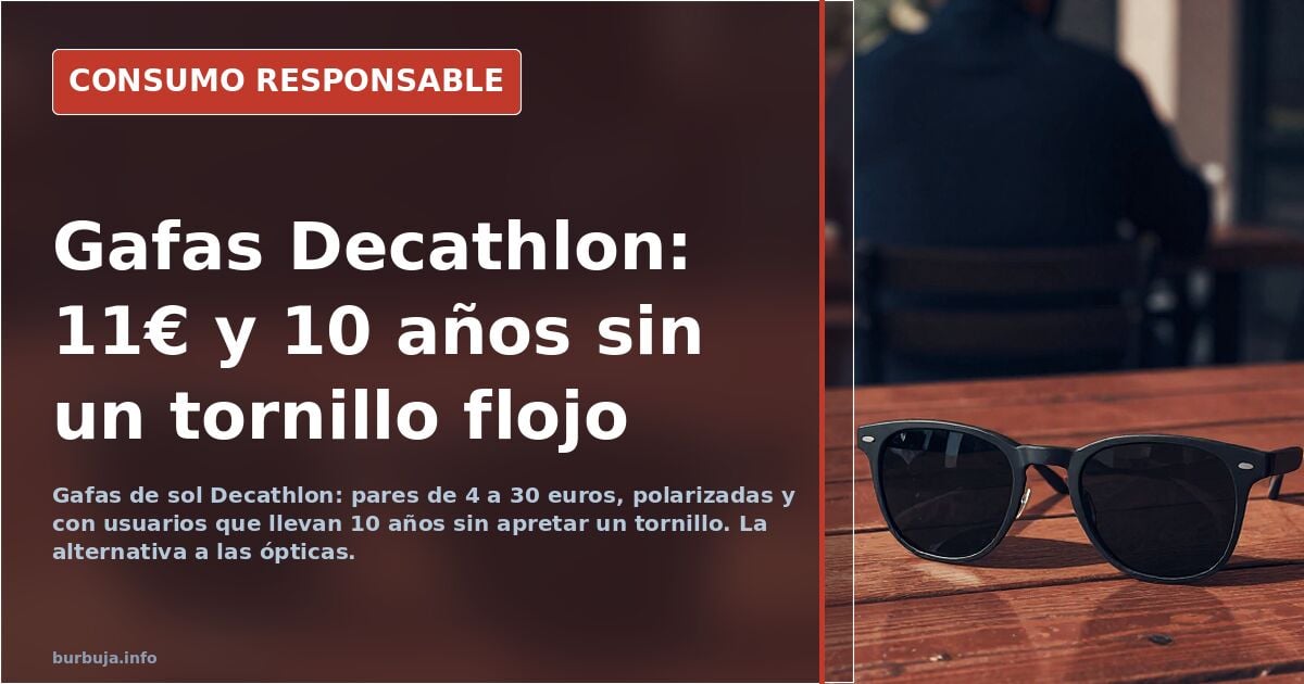 Gafas de sol polarizadas de Decathlon sobre una mesa, modelo deportivo con montura ligera y cristales oscuros