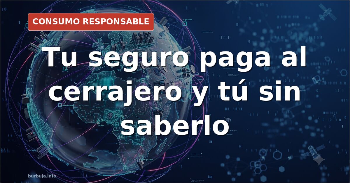 Documento de póliza de seguro de hogar sobre una mesa junto a un manojo de llaves y una factura de cerrajero