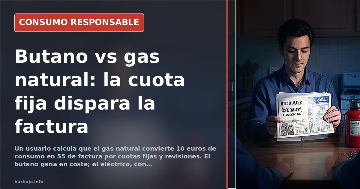 Bombona de butano junto a un calentador de gas y un termo eléctrico en una vivienda