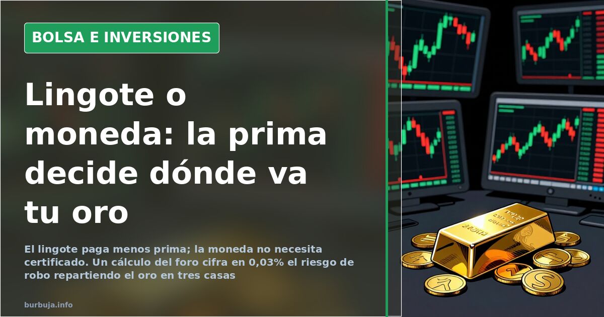 Lingote de oro y monedas de inversión
