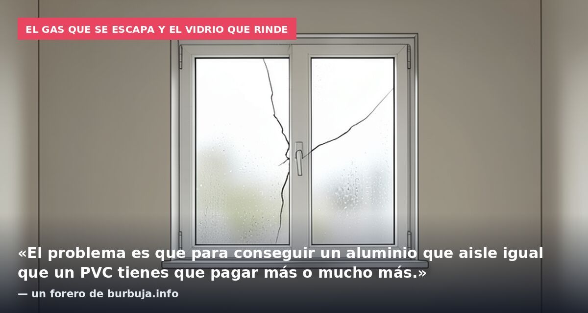 El gas que se escapa y el vidrio que rinde: «El problema es que para conseguir un aluminio que aisle igual que un PVC tienes que pagar más o mucho más.» — un forero de burbuja.info