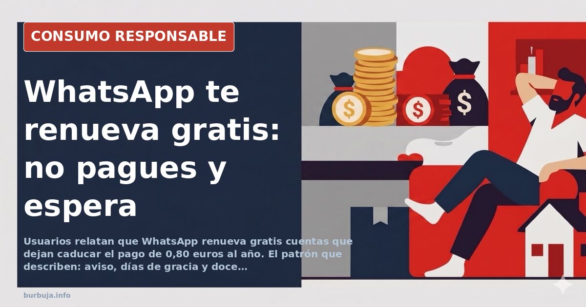 Pantalla de móvil mostrando la pantalla de pago y renovación de la aplicación de mensajería WhatsApp