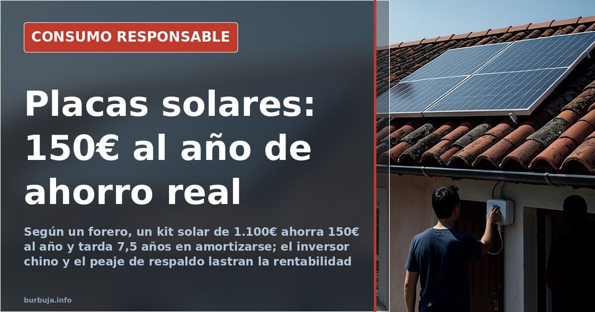 Solar self-consumption in Spain: €1,100 investment and 7.5 years to break even