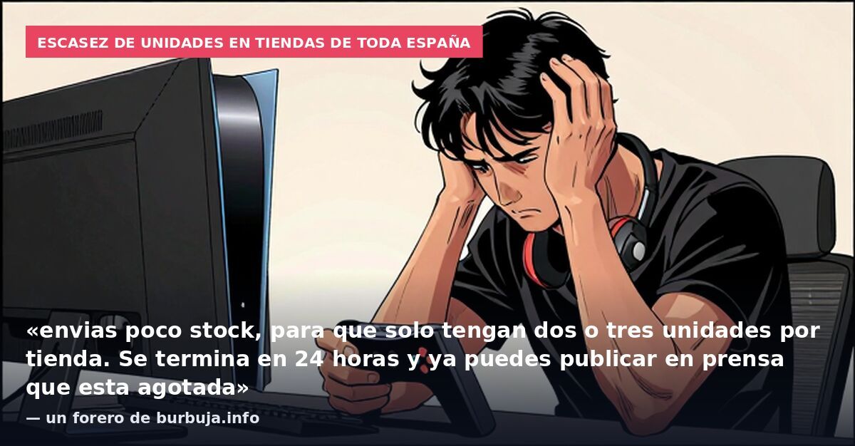 Escasez de unidades en tiendas de toda España: «envias poco stock, para que solo tengan dos o tres unidades por tienda. Se termina en 24 horas y ya puedes publicar en prensa que esta agotada» — un forero de burbuja.info