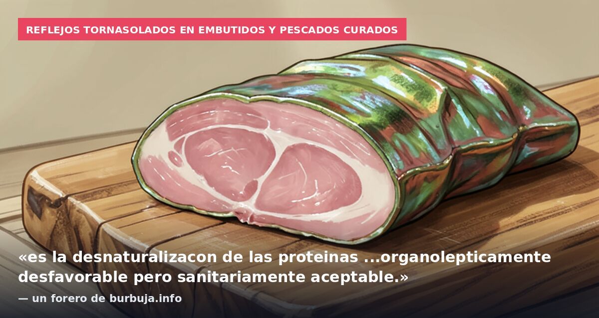 Reflejos tornasolados en embutidos y pescados curados: «es la desnaturalizacon de las proteinas ...organolepticamente desfavorable pero sanitariamente aceptable.» — un forero de burbuja.info
