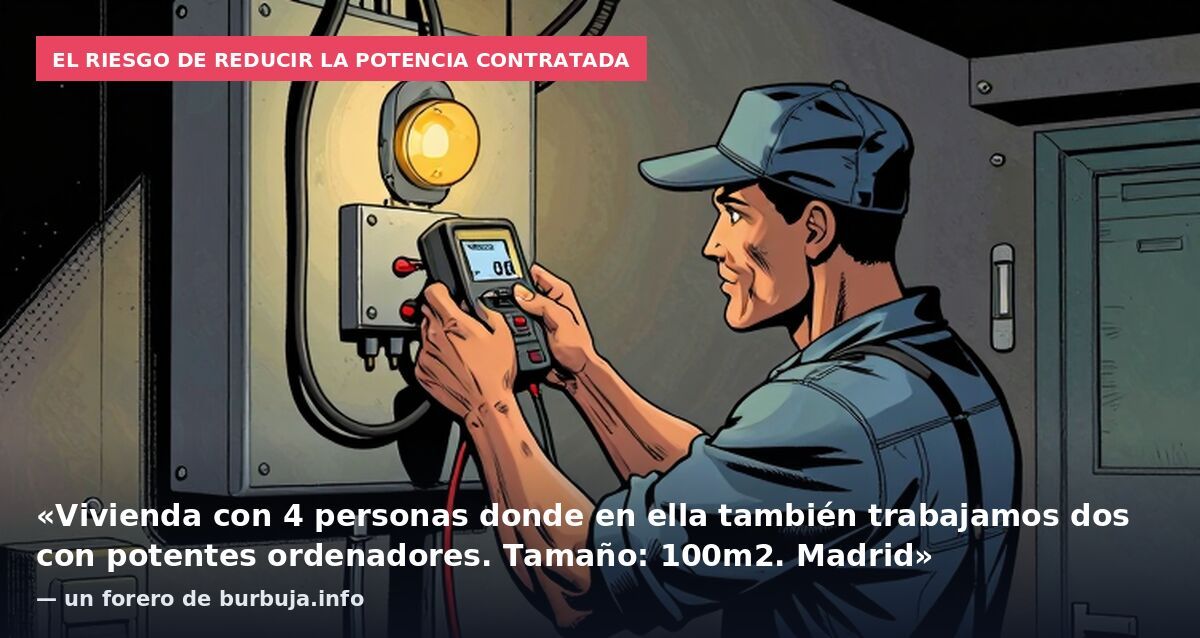 El riesgo de reducir la potencia contratada: «Vivienda con 4 personas donde en ella también trabajamos dos con potentes ordenadores. Tamaño: 100m2. Madrid» — un forero de burbuja.info