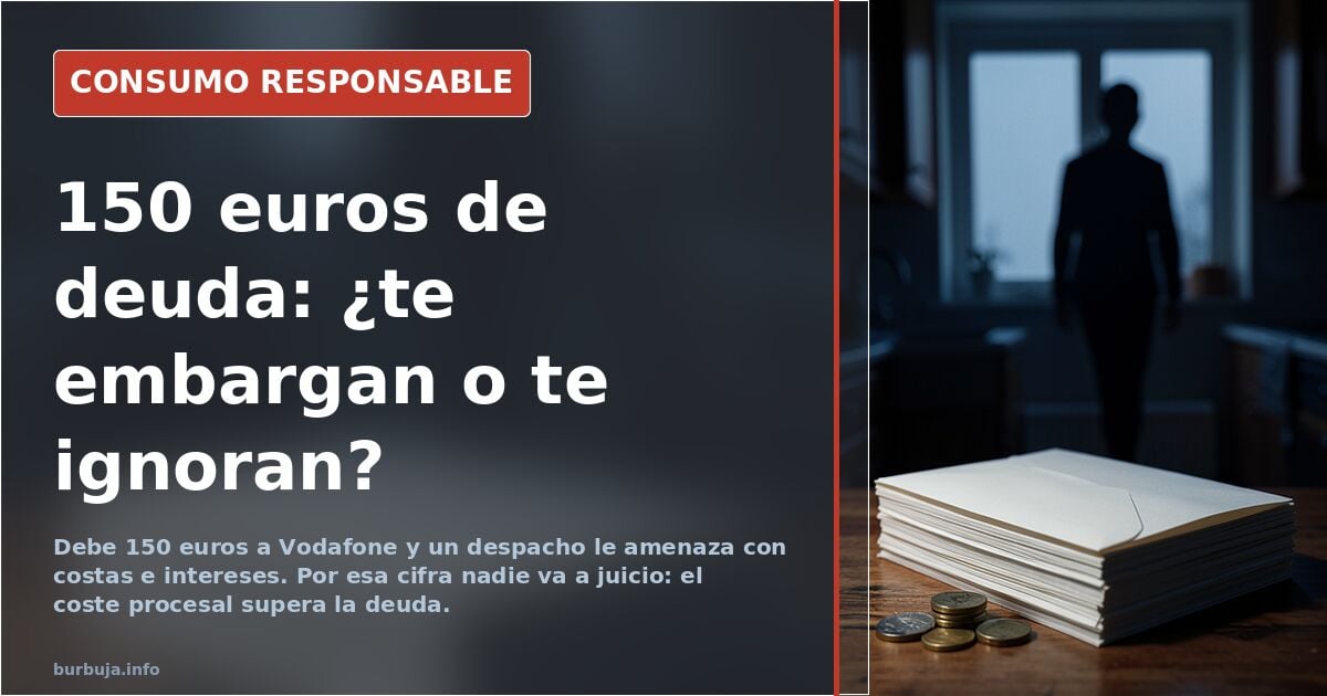 Cartas de reclamación de deuda de una operadora telefónica apiladas junto a un sobre de correo ordinario