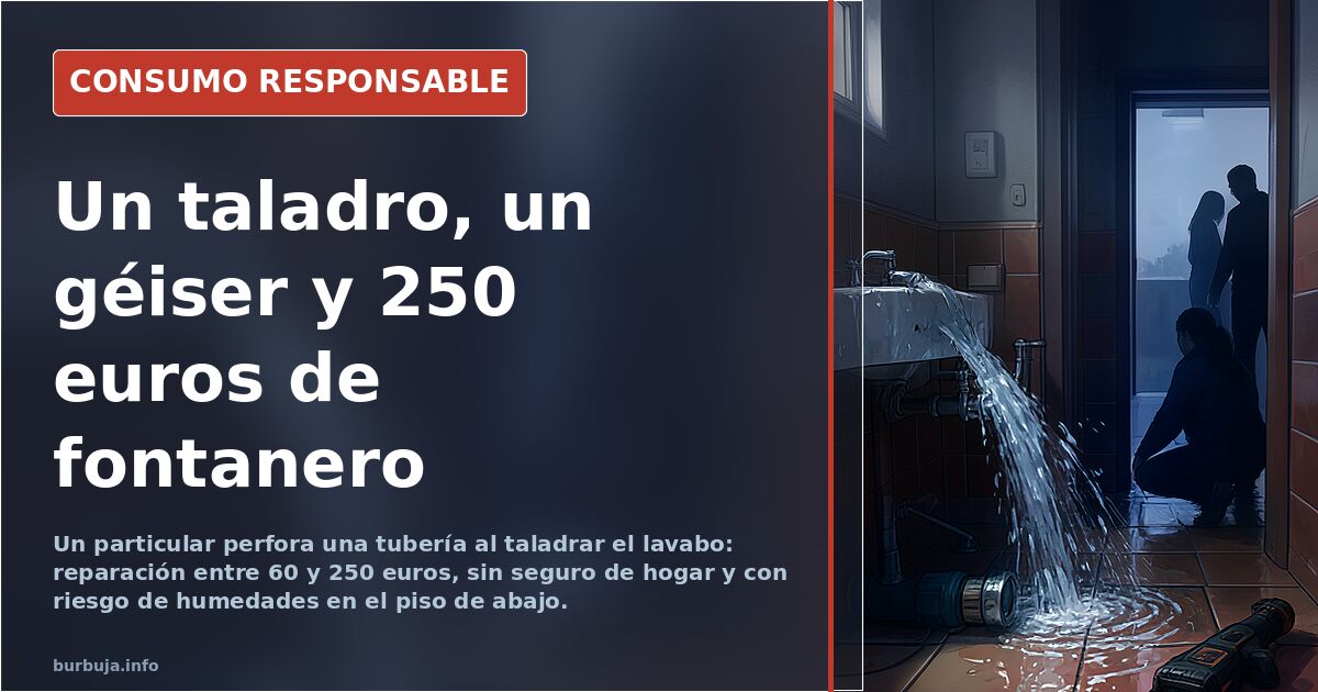 Perforar una tubería al taladrar el lavabo: reparación entre 60 y 250 euros