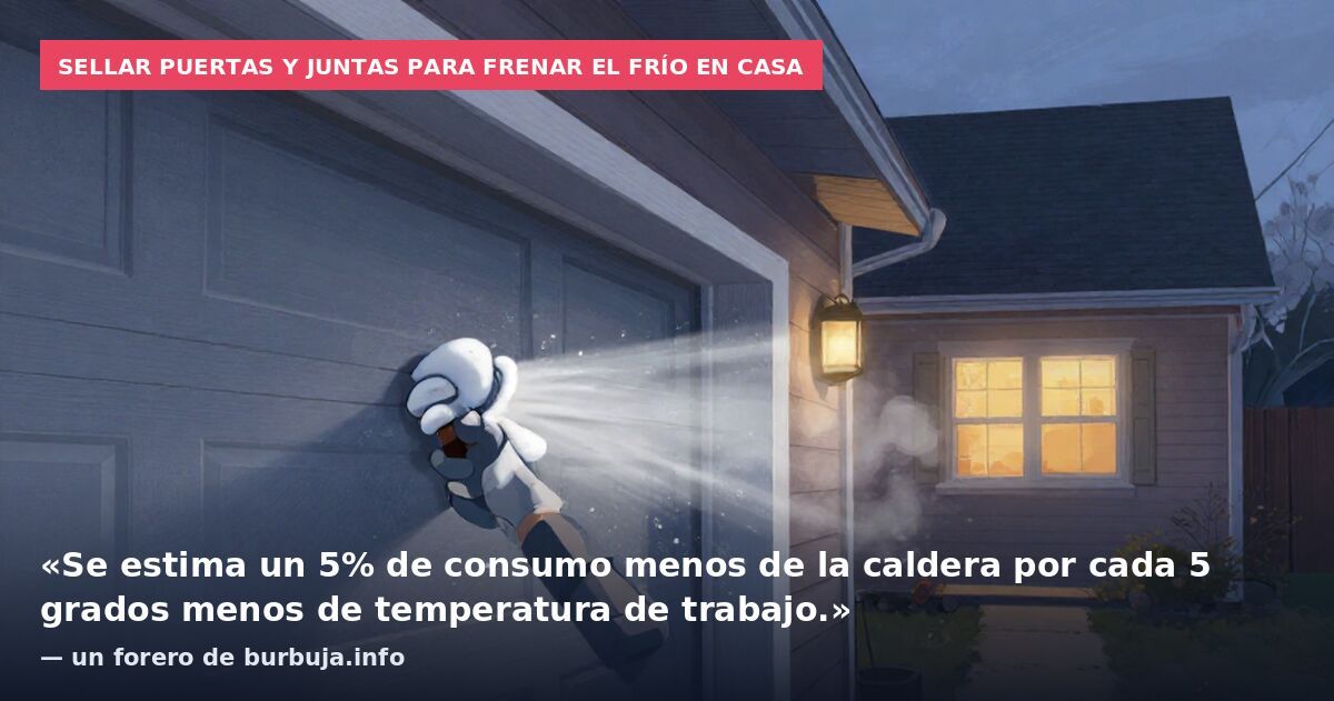 Sellar puertas y juntas para frenar el frío en casa: «Se estima un 5% de consumo menos de la caldera por cada 5 grados menos de temperatura de trabajo.» — un forero de burbuja.info