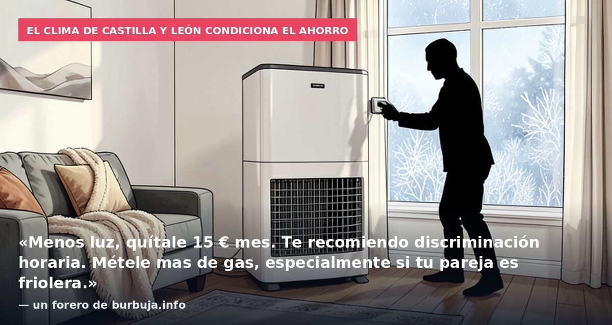 El clima de Castilla y León condiciona el ahorro: «Menos luz, quítale 15 € mes. Te recomiendo discriminación horaria. Métele mas de gas, especialmente si tu pareja es friolera.» — un forero de burbuja.info