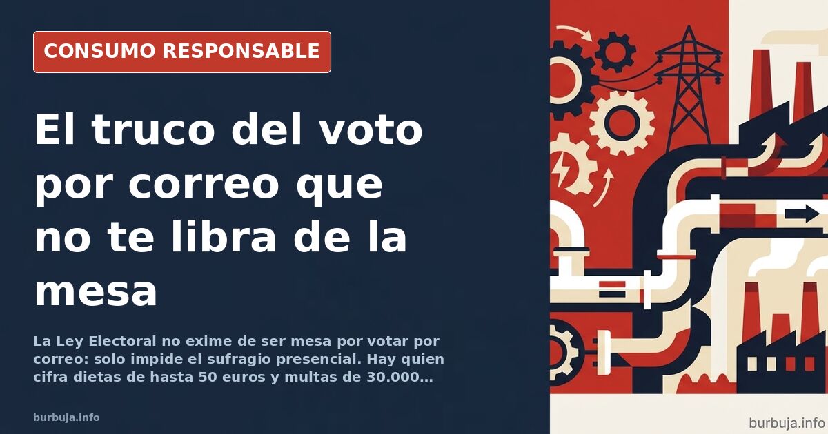 Urna electoral y sobre de voto por correo sobre una mesa de colegio electoral el día de las elecciones