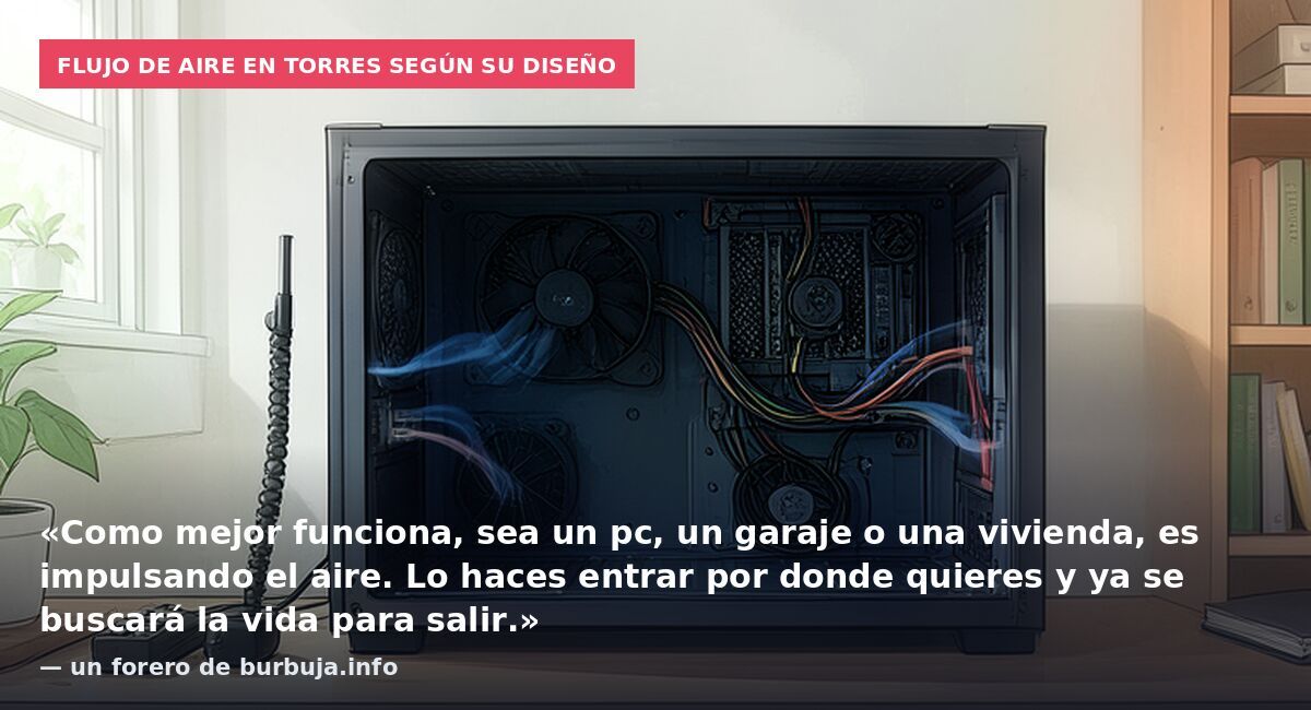 Flujo de aire en torres según su diseño: «Como mejor funciona, sea un pc, un garaje o una vivienda, es impulsando el aire. Lo haces entrar por donde quieres y ya se buscará la vida para salir.» — un forero de burbuja.info