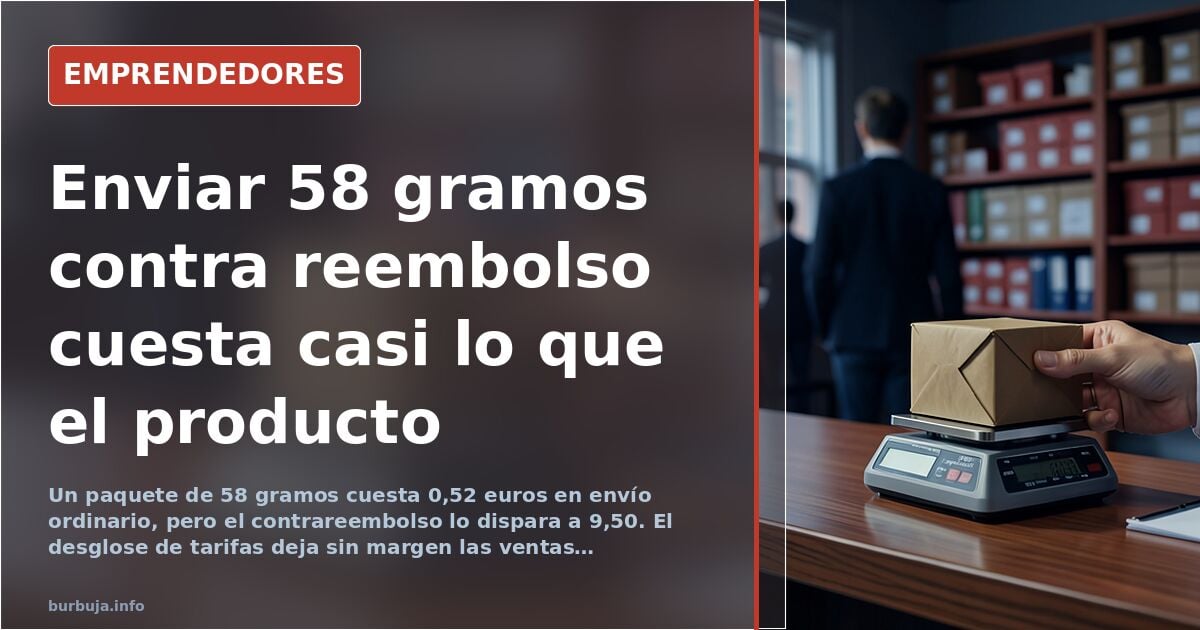 Cash on delivery at Correos: €9.50 for a 58-gram parcel
