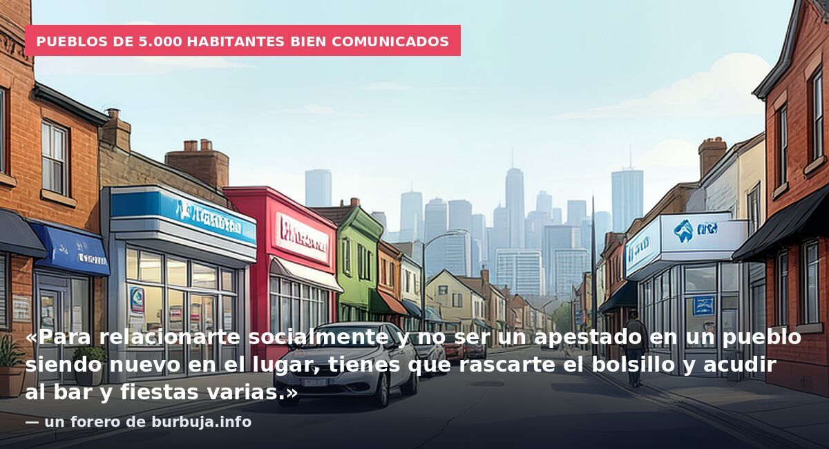 Pueblos de 5.000 habitantes bien comunicados: «Para relacionarte socialmente y no ser un apestado en un pueblo siendo nuevo en el lugar, tienes que rascarte el bolsillo y acudir al bar y fiestas varias.» — un forero de burbuja.info