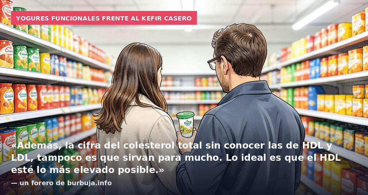 Yogures funcionales frente al kefir casero: «Además, la cifra del colesterol total sin conocer las de HDL y LDL, tampoco es que sirvan para mucho. Lo ideal es que el HDL esté lo más elevado posible.» — un forero de burbuja.info