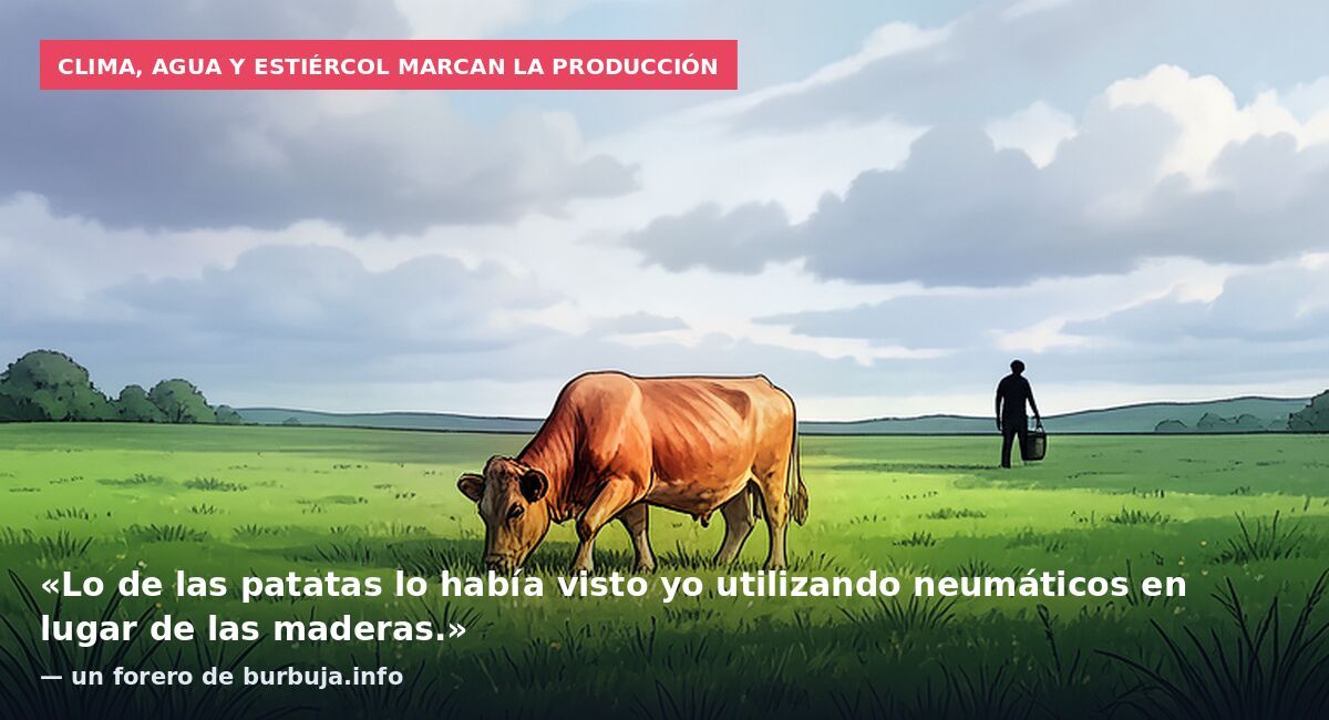 Clima, agua y estiércol marcan la producción: «Lo de las patatas lo había visto yo utilizando neumáticos en lugar de las maderas.» — un forero de burbuja.info