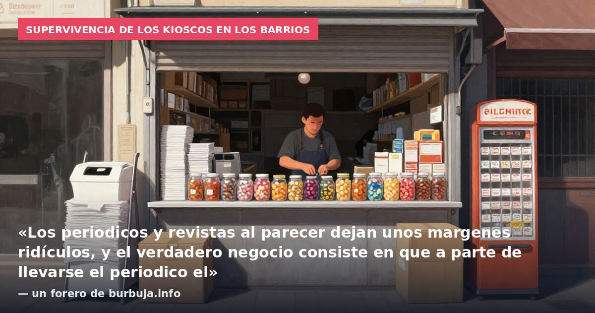 Supervivencia de los kioscos en los barrios: «Los periodicos y revistas al parecer dejan unos margenes ridículos, y el verdadero negocio consiste en que a parte de llevarse el periodico el» — un forero de burbuja.info