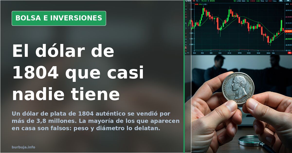 Moneda de plata antigua sobre fondo oscuro con gráficos de cotización