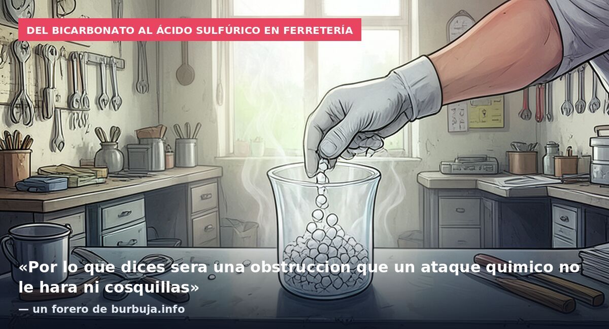 Del bicarbonato al ácido sulfúrico en ferretería: «Por lo que dices sera una obstruccion que un ataque quimico no le hara ni cosquillas» — un forero de burbuja.info