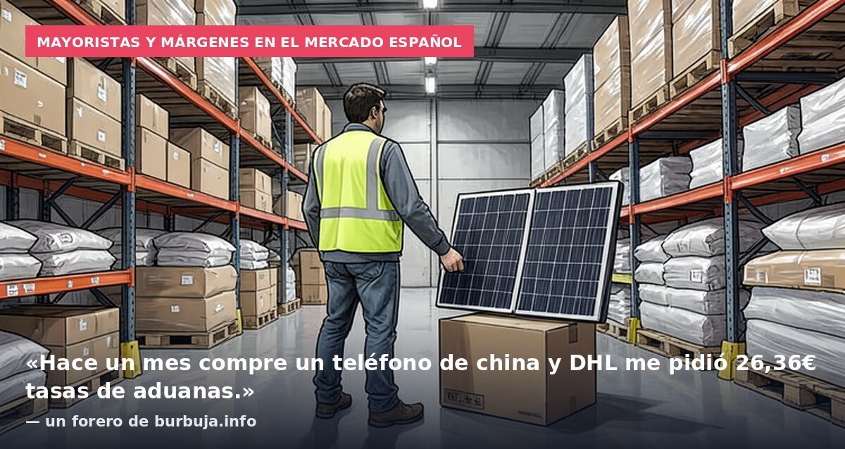 Mayoristas y márgenes en el mercado español: «Hace un mes compre un teléfono de china y DHL me pidió 26,36€ tasas de aduanas.» — un forero de burbuja.info