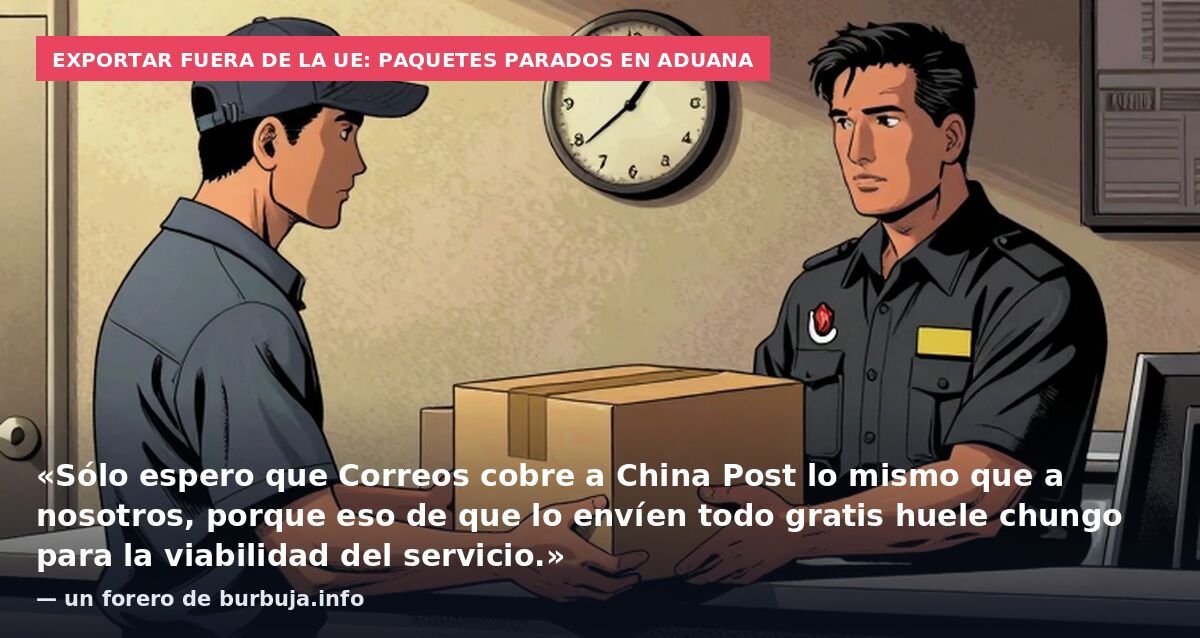 Exportar fuera de la UE: paquetes parados en aduana: «Sólo espero que Correos cobre a China Post lo mismo que a nosotros, porque eso de que lo envíen todo gratis huele chungo para la viabilidad del servicio.» — un forero de burbuja.info