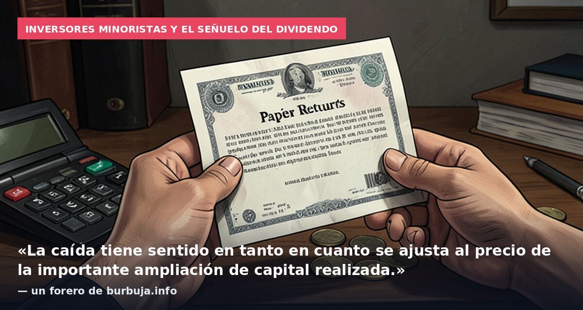 Inversores minoristas y el señuelo del dividendo: «La caída tiene sentido en tanto en cuanto se ajusta al precio de la importante ampliación de capital realizada.» — un forero de burbuja.info
