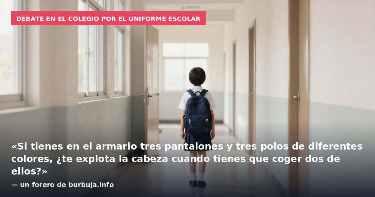Debate en el colegio por el uniforme escolar: «Si tienes en el armario tres pantalones y tres polos de diferentes colores, ¿te explota la cabeza cuando tienes que coger dos de ellos?» — un forero de burbuja.info