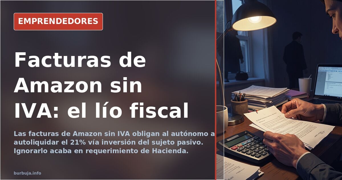 Factura de Amazon Services Europe sin IVA con número intracomunitario LU19647148 sobre una mesa de oficina