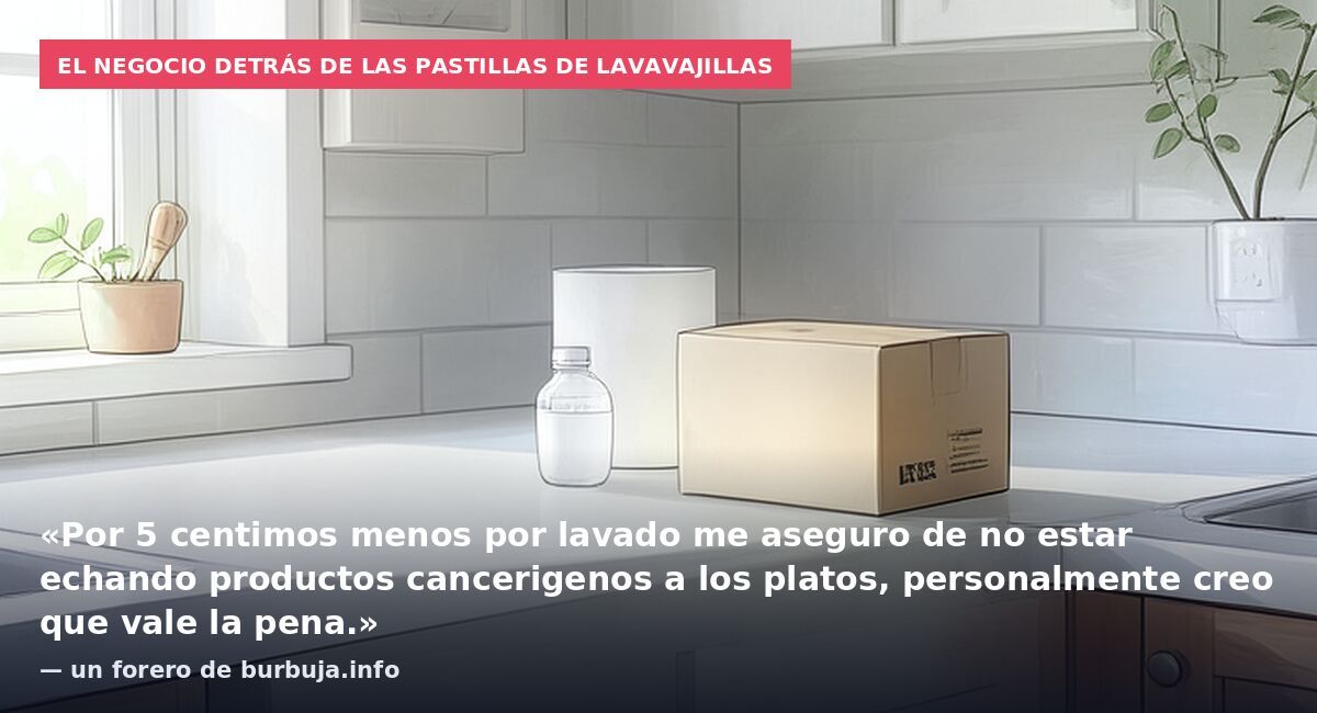El negocio detrás de las pastillas de lavavajillas: «Por 5 centimos menos por lavado me aseguro de no estar echando productos cancerigenos a los platos, personalmente creo que vale la pena.» — un forero de burbuja.info