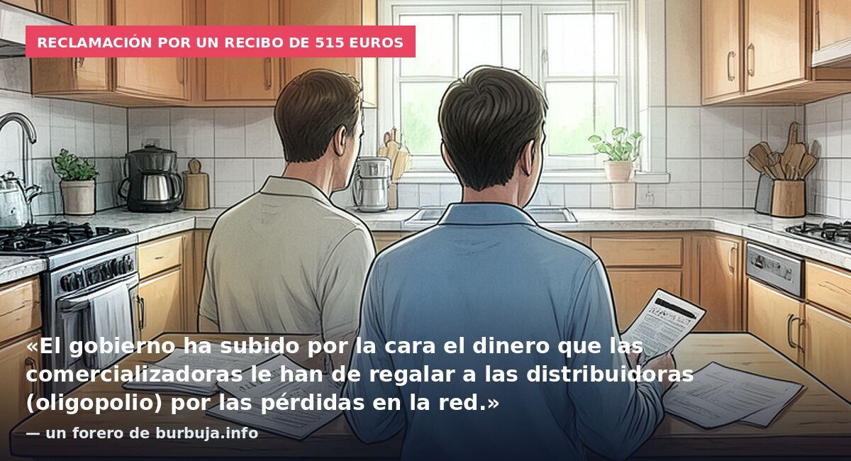 Reclamación por un recibo de 515 euros: «El gobierno ha subido por la cara el dinero que las comercializadoras le han de regalar a las distribuidoras (oligopolio) por las pérdidas en la red.» — un forero de burbuja.info