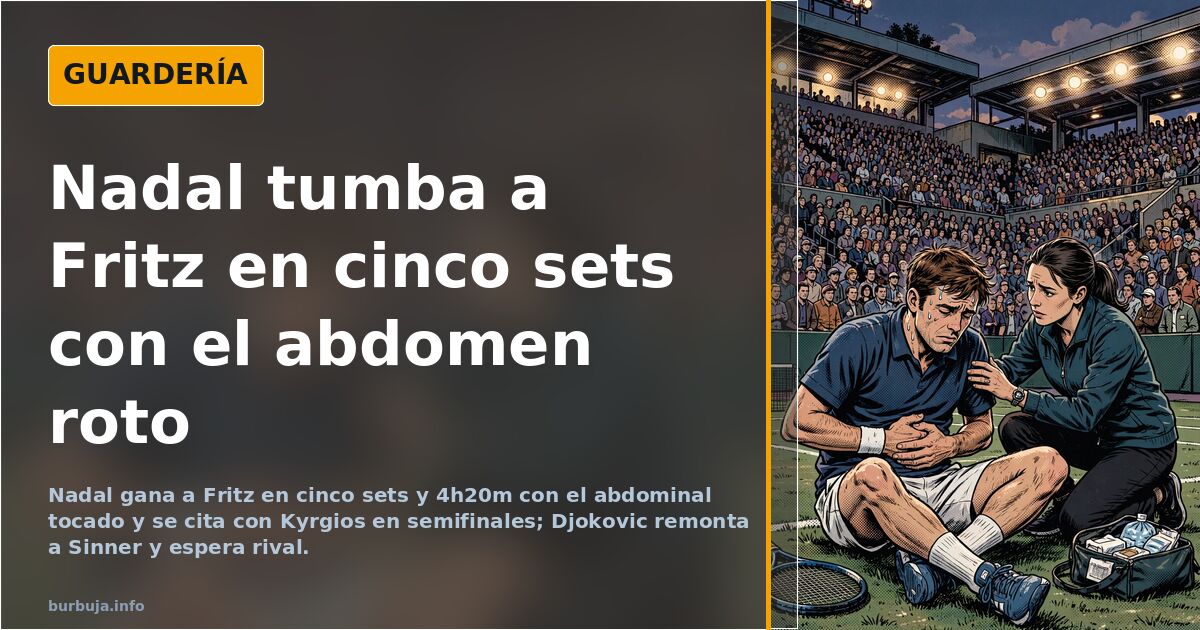 Nadal tumba a Fritz en cinco sets con el abdomen roto