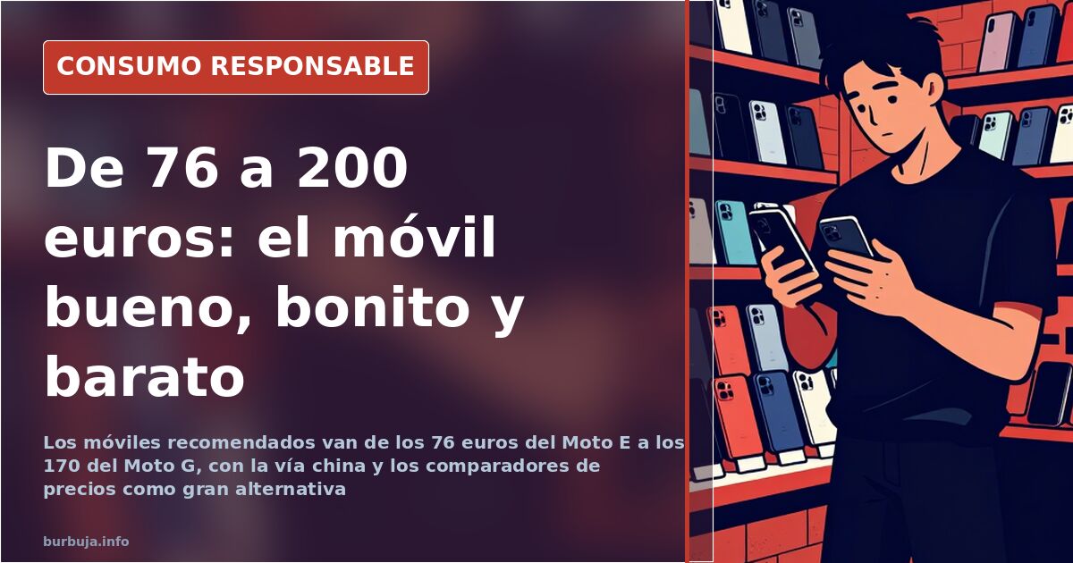 Varios smartphones de gama baja y media alineados con sus precios visibles, comparando las opciones baratas del mercado