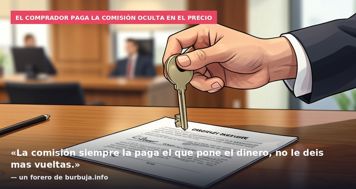 El comprador paga la comisión oculta en el precio: «La comisión siempre la paga el que pone el dinero, no le deis mas vueltas.» — un forero de burbuja.info