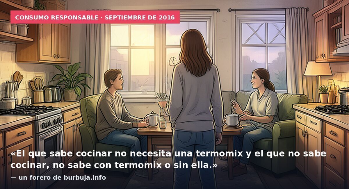 Consumo responsable · septiembre de 2016: «El que sabe cocinar no necesita una termomix y el que no sabe cocinar, no sabe con termomix o sin ella.» — un forero de burbuja.info