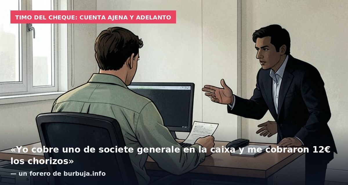 Timo del cheque: cuenta ajena y adelanto: «Yo cobre uno de societe generale en la caixa y me cobraron 12€ los chorizos» — un forero de burbuja.info